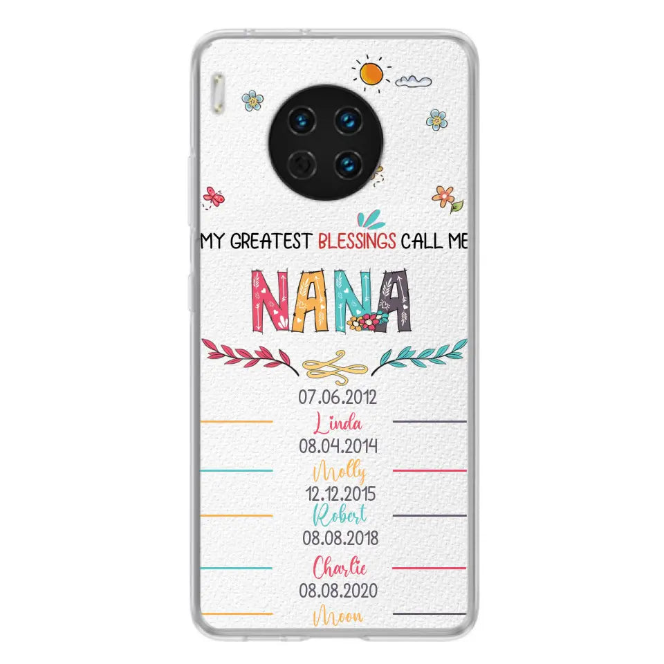 Personalized Grandma Phone Case - Gift Idea For Grandma - Up to 5 Grandkids - My Greatest Blessings Call Me Nana - Case For Oppo/Xiaomi/Huawei