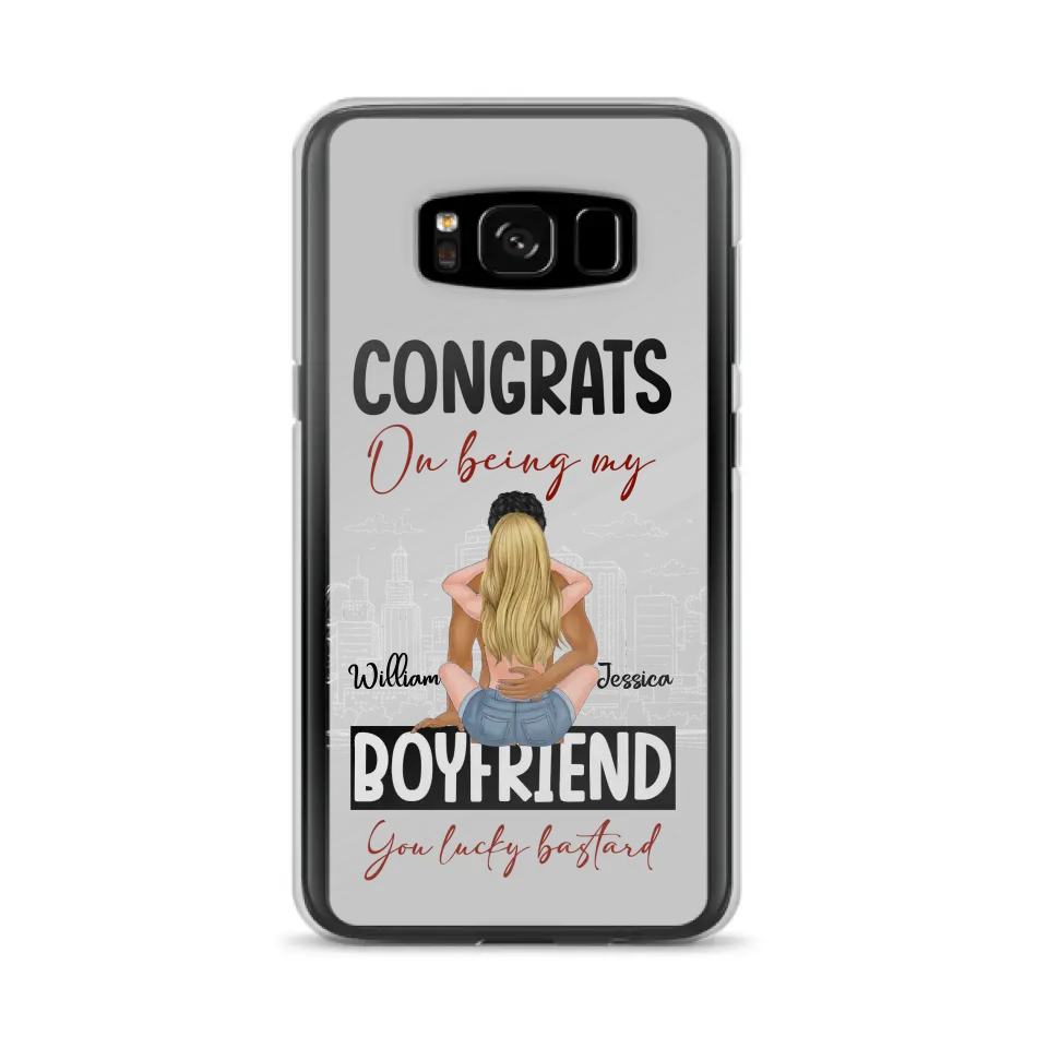 Personalized Couple Phone Case - Gift Idea For Couple/Valentines Day - Congrats On Being My Boyfriend You Lucky Bastard - Case For iPhone/Samsung