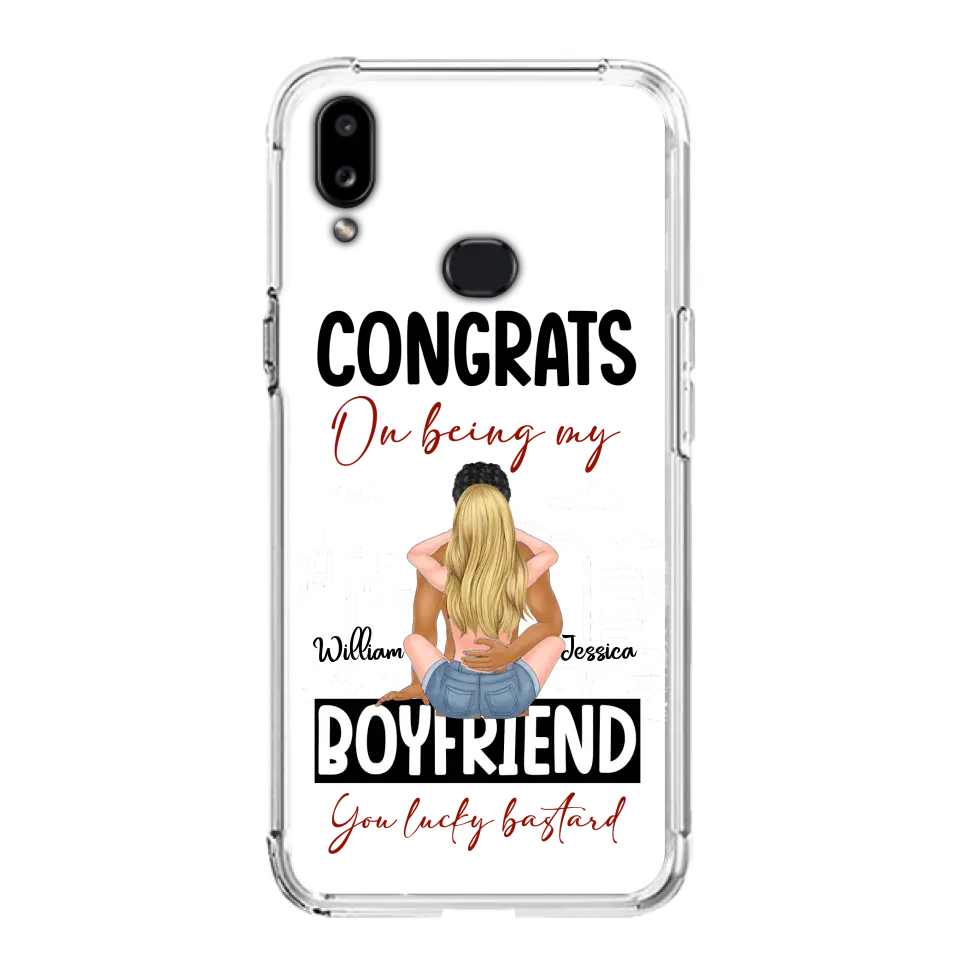 Personalized Couple Phone Case - Gift Idea For Couple/Valentines Day - Congrats On Being My Boyfriend You Lucky Bastard - Case For iPhone/Samsung