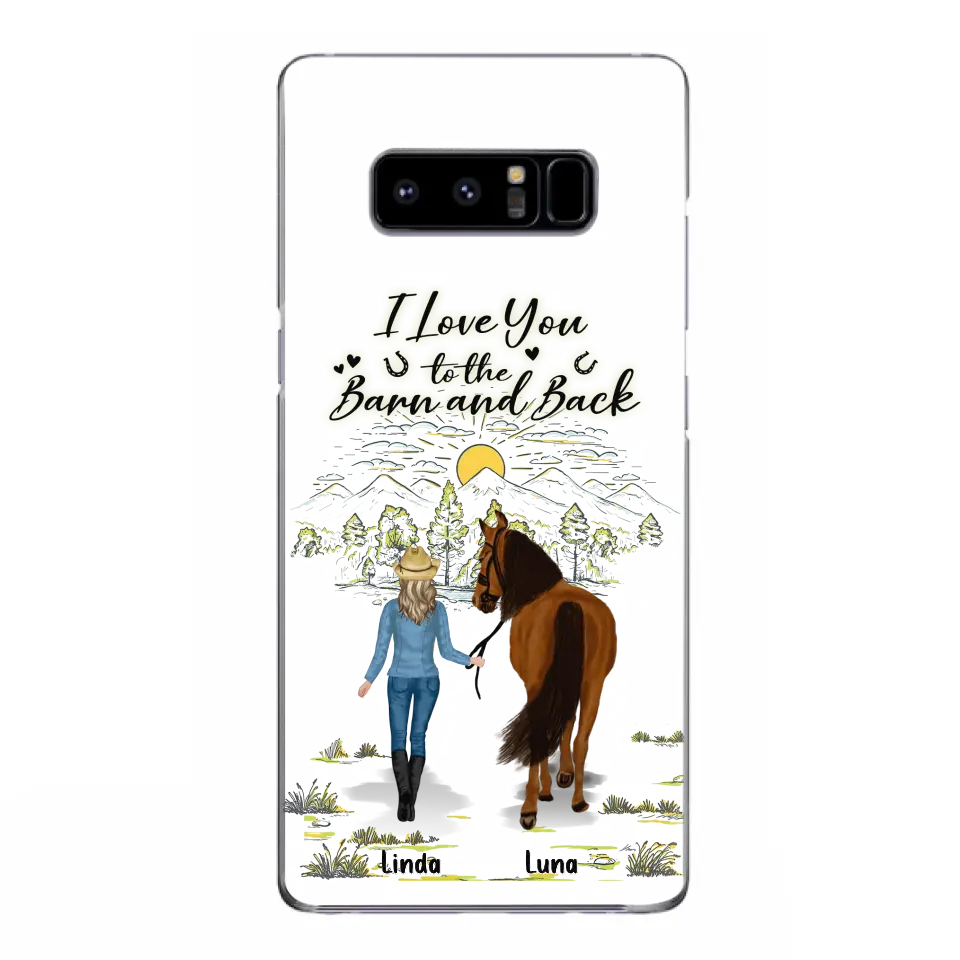 Personalized Horse Girl Phone Case - Up to 6 Horses - Gift Idea for Horse Lovers - I Love You To The Barn & Back - Case for iPhone/Samsung