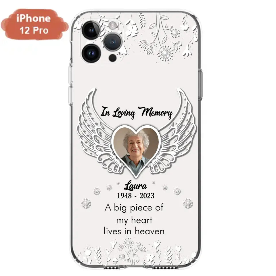 Personalized Memorial Phone Case - Upload Photo - Memorial Gift Idea For Family Member - A Big Piece Of My Heart Lives In Heaven - Case For iPhone/Samsung