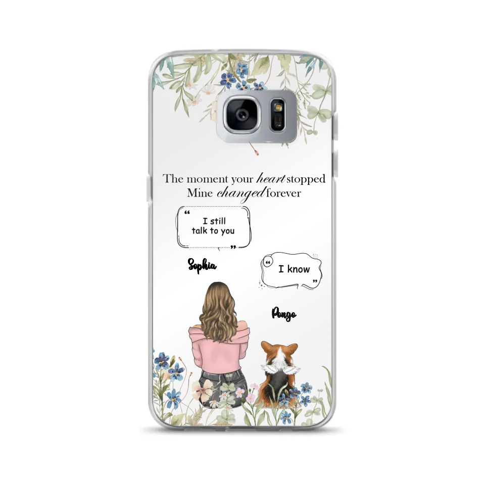 Personalized Memorial Dog Mom Phone Case - Up to 4 Dogs - Gift Idea for Dog Lovers/Owners - The Moment Your Heart Stopped Mine Changed Forever - Case For iPhone/Samsung