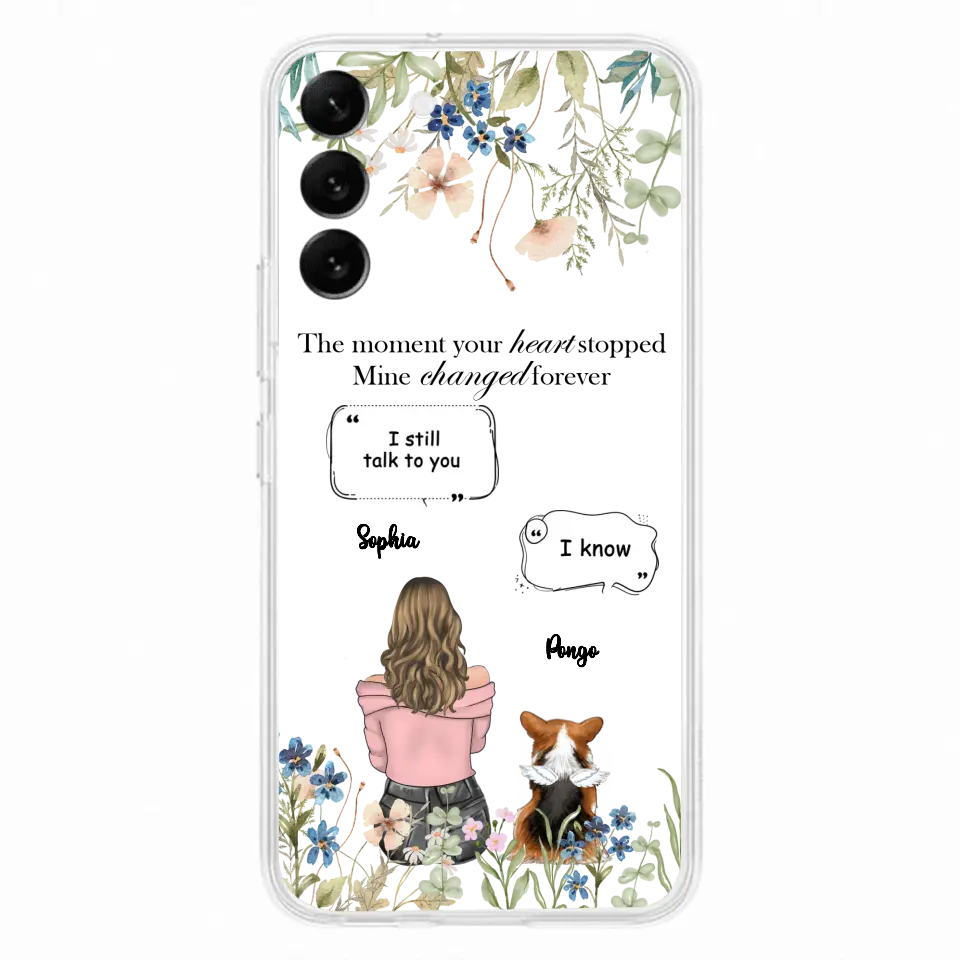Personalized Memorial Dog Mom Phone Case - Up to 4 Dogs - Gift Idea for Dog Lovers/Owners - The Moment Your Heart Stopped Mine Changed Forever - Case For iPhone/Samsung