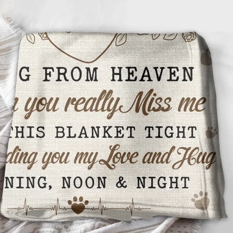 Personalized Memorial Pet Fleece Throw Blanket & Quilt - Upload Photo - Memorial Gift Idea For Pet Owners - A Hug From Heaven