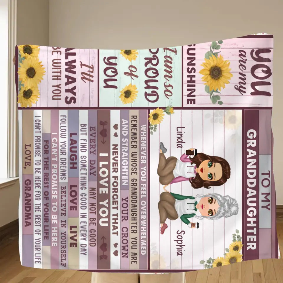 Personalized To My Granddaughter Fleece Throw Blanket & Quilt - Gift Idea For Granddaughter - You Are My Sunshine