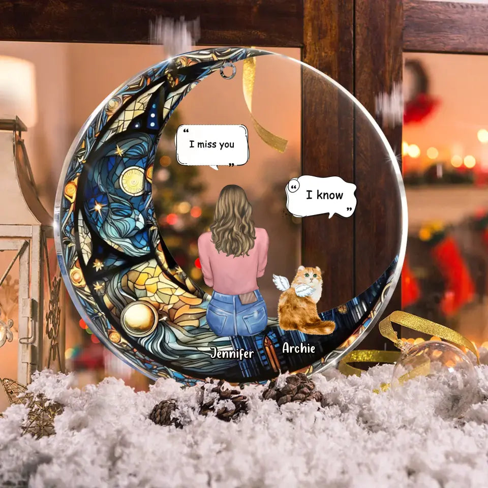 Personalized Memorial Pet Circle Acrylic Ornament - Christmas Memorial Gift Idea For Dog/Cat/Rabbit Owners