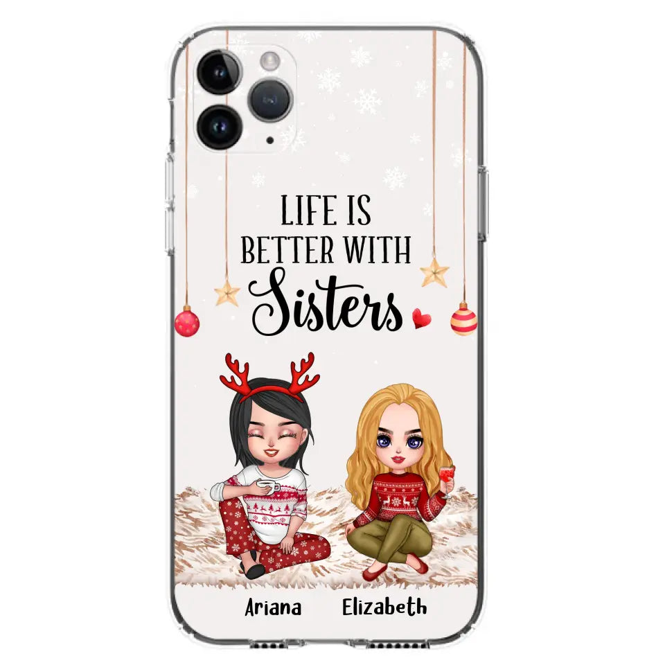 Personalized Besties Phone Case - Gift Idea For Friends/Sisters/Besties - Life Is Better With Sisters - Up to 5 People - Case For iPhone/Samsung