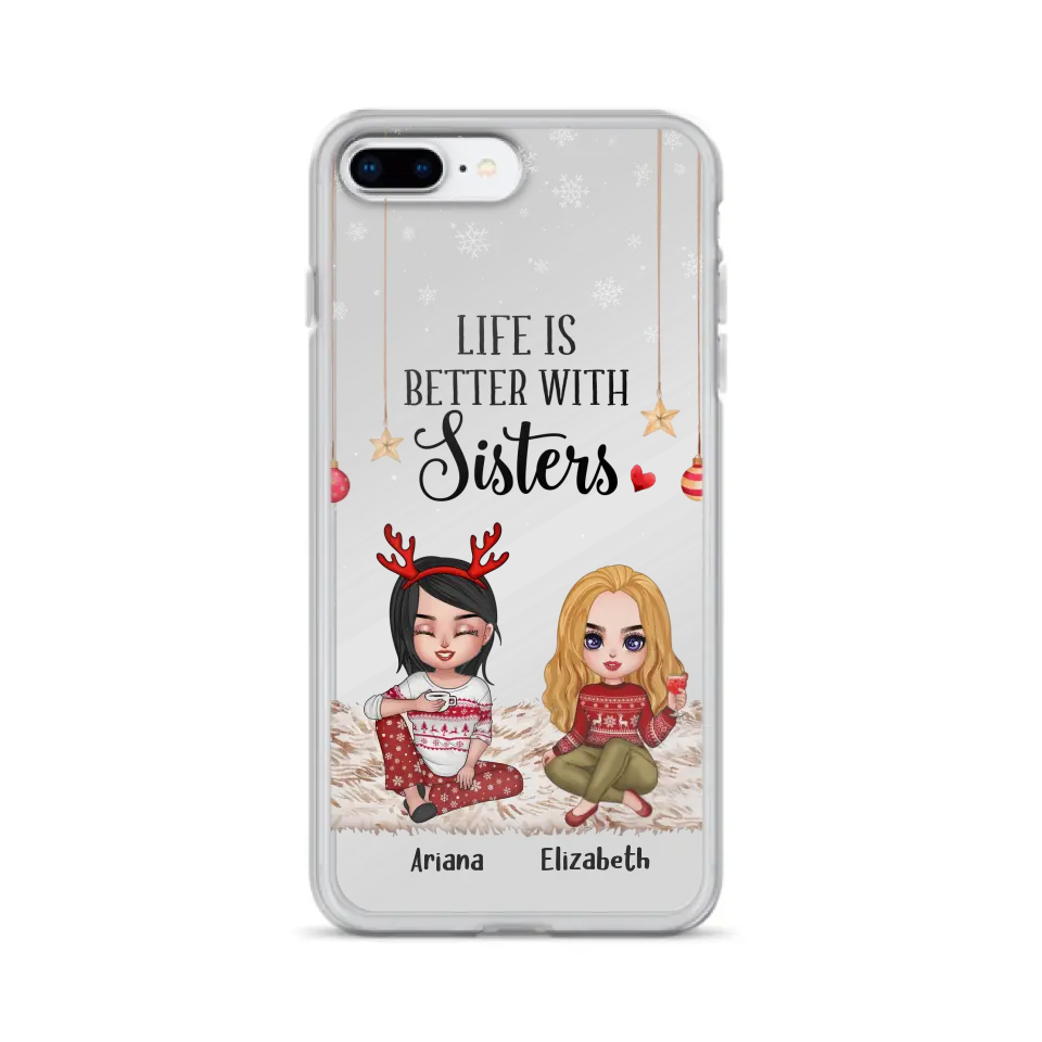 Personalized Besties Phone Case - Gift Idea For Friends/Sisters/Besties - Life Is Better With Sisters - Up to 5 People - Case For iPhone/Samsung