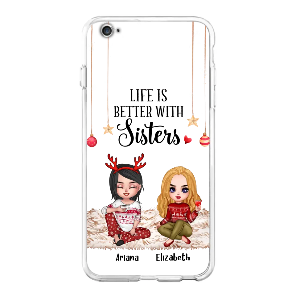 Personalized Besties Phone Case - Gift Idea For Friends/Sisters/Besties - Life Is Better With Sisters - Up to 5 People - Case For iPhone/Samsung
