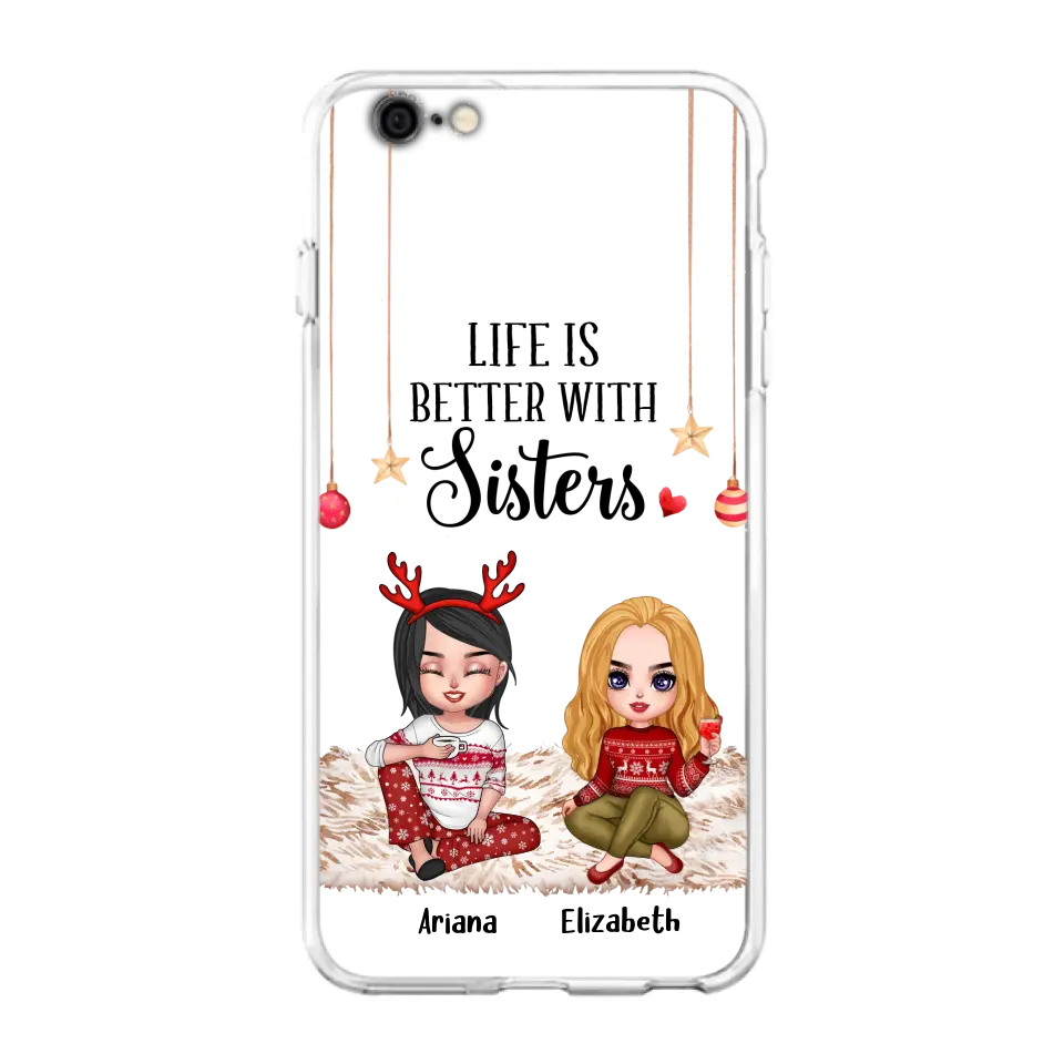 Personalized Besties Phone Case - Gift Idea For Friends/Sisters/Besties - Life Is Better With Sisters - Up to 5 People - Case For iPhone/Samsung