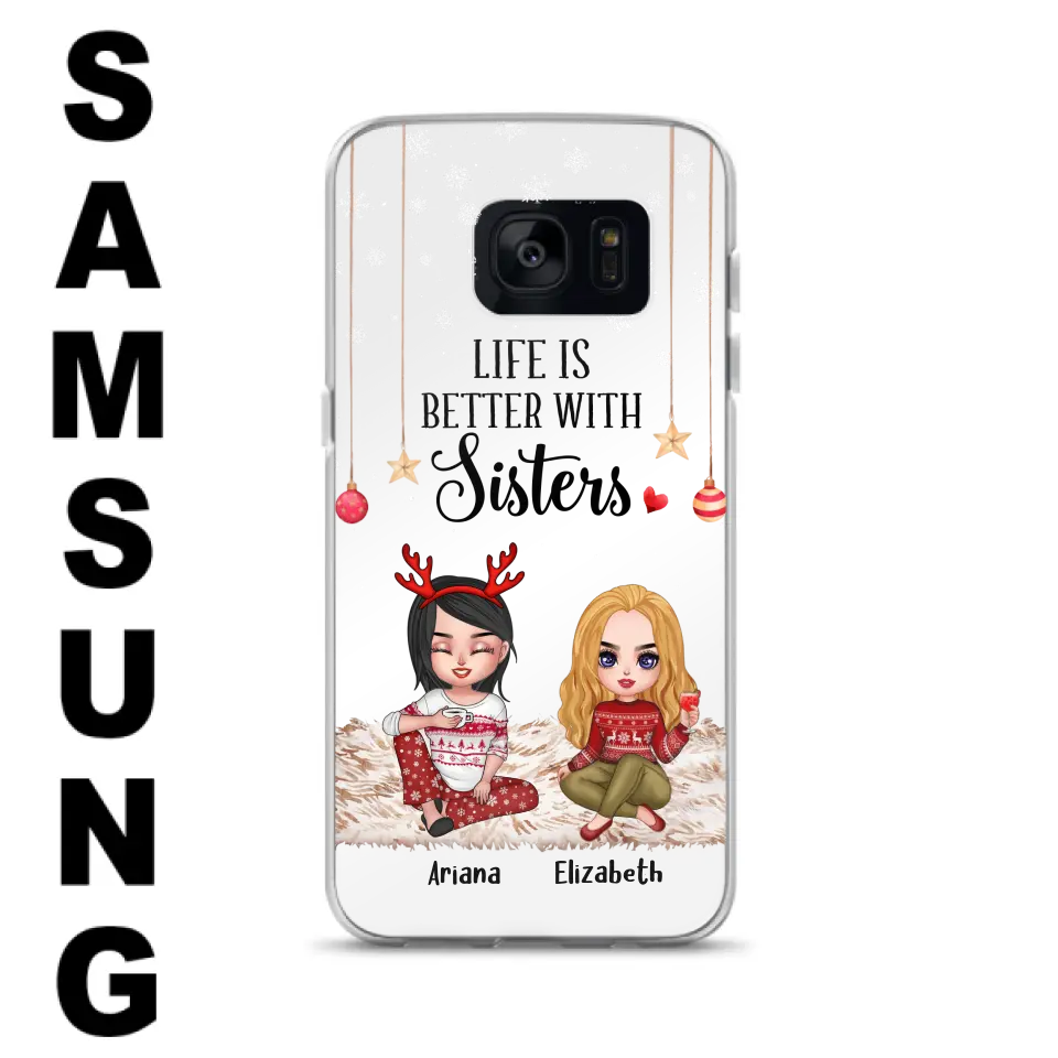 Personalized Besties Phone Case - Gift Idea For Friends/Sisters/Besties - Life Is Better With Sisters - Up to 5 People - Case For iPhone/Samsung