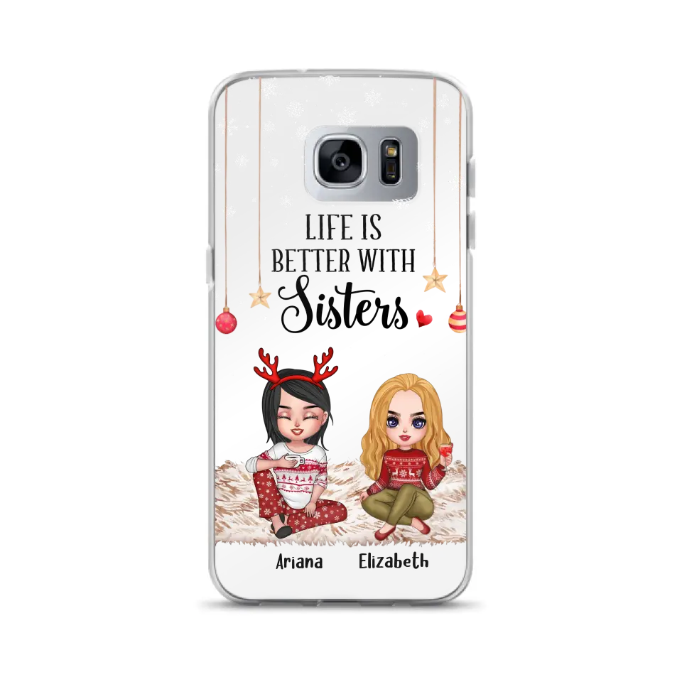 Personalized Besties Phone Case - Gift Idea For Friends/Sisters/Besties - Life Is Better With Sisters - Up to 5 People - Case For iPhone/Samsung