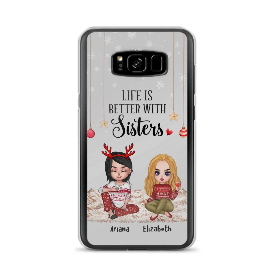 Personalized Besties Phone Case - Gift Idea For Friends/Sisters/Besties - Life Is Better With Sisters - Up to 5 People - Case For iPhone/Samsung