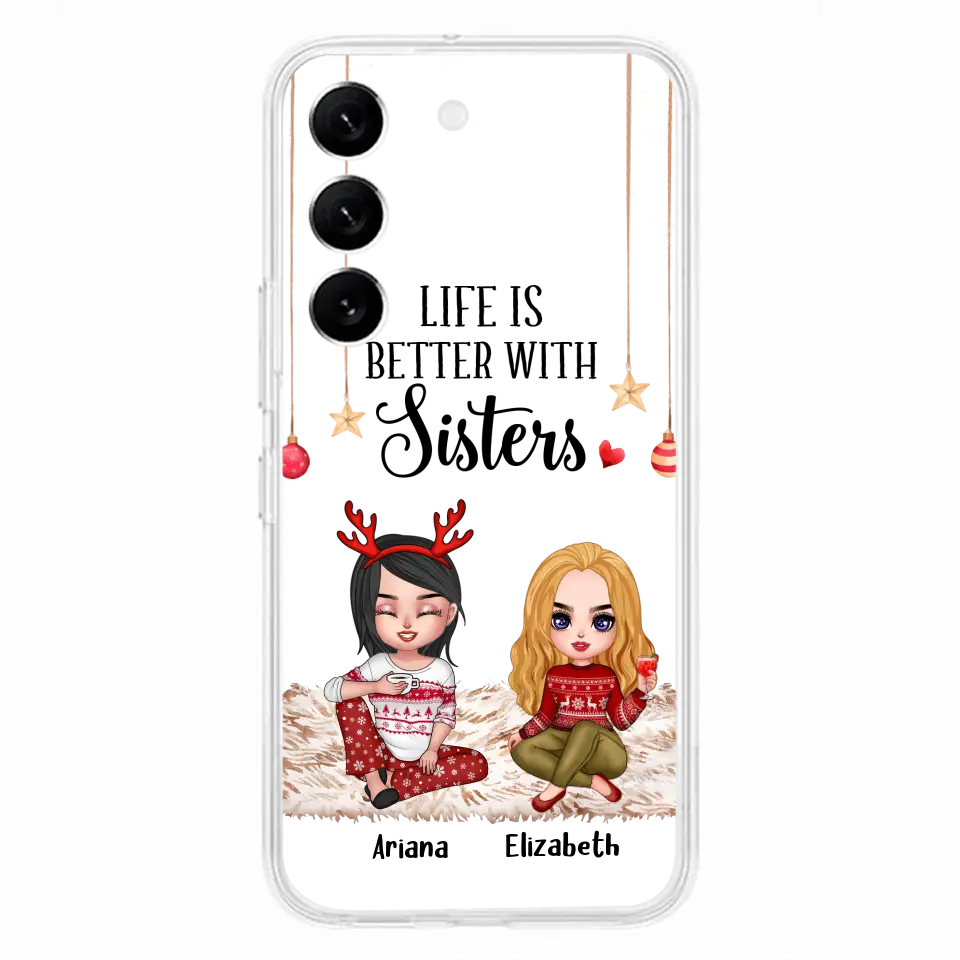 Personalized Besties Phone Case - Gift Idea For Friends/Sisters/Besties - Life Is Better With Sisters - Up to 5 People - Case For iPhone/Samsung