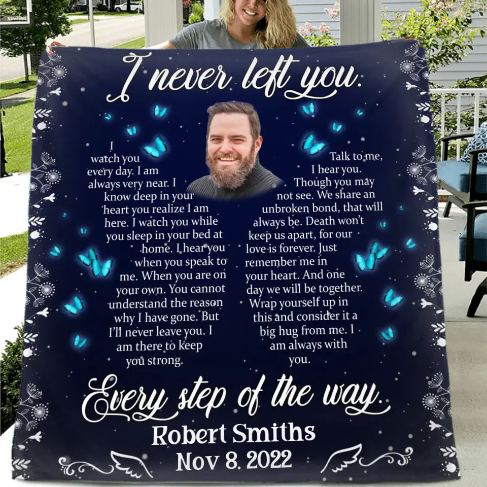 Personalized Memorial Quilt/Fleece Throw Blanket - Upload Photo - Memorial Gift Idea For Family Member - I Watch You Every Day