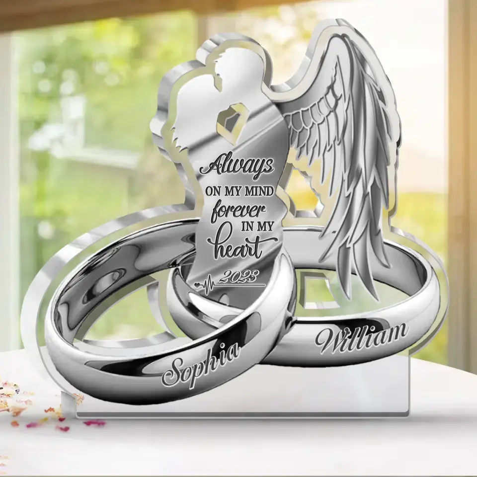Personalized Couple Acrylic Plaque - Memorial Gift Idea for Widow/Loss of Husband - Always On My Mind Forever In My Heart