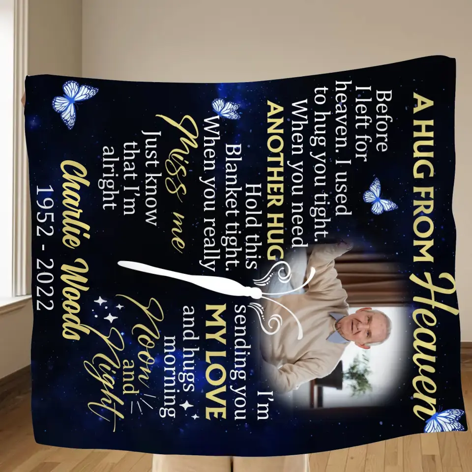 Personalized Memorial Quilt/Fleece Throw Blanket - Upload Photo - Memorial Gift Idea For Family Member - I Used To Hug You Tight