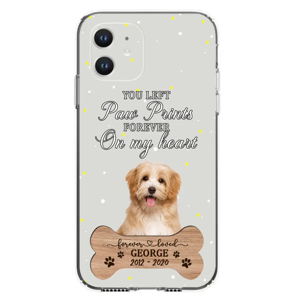Custom Personalized Memorial Phone Case - Upload Photo - Memorial Gift Idea For Pet Lover - You Left Paw Prints Forever On My Heart
