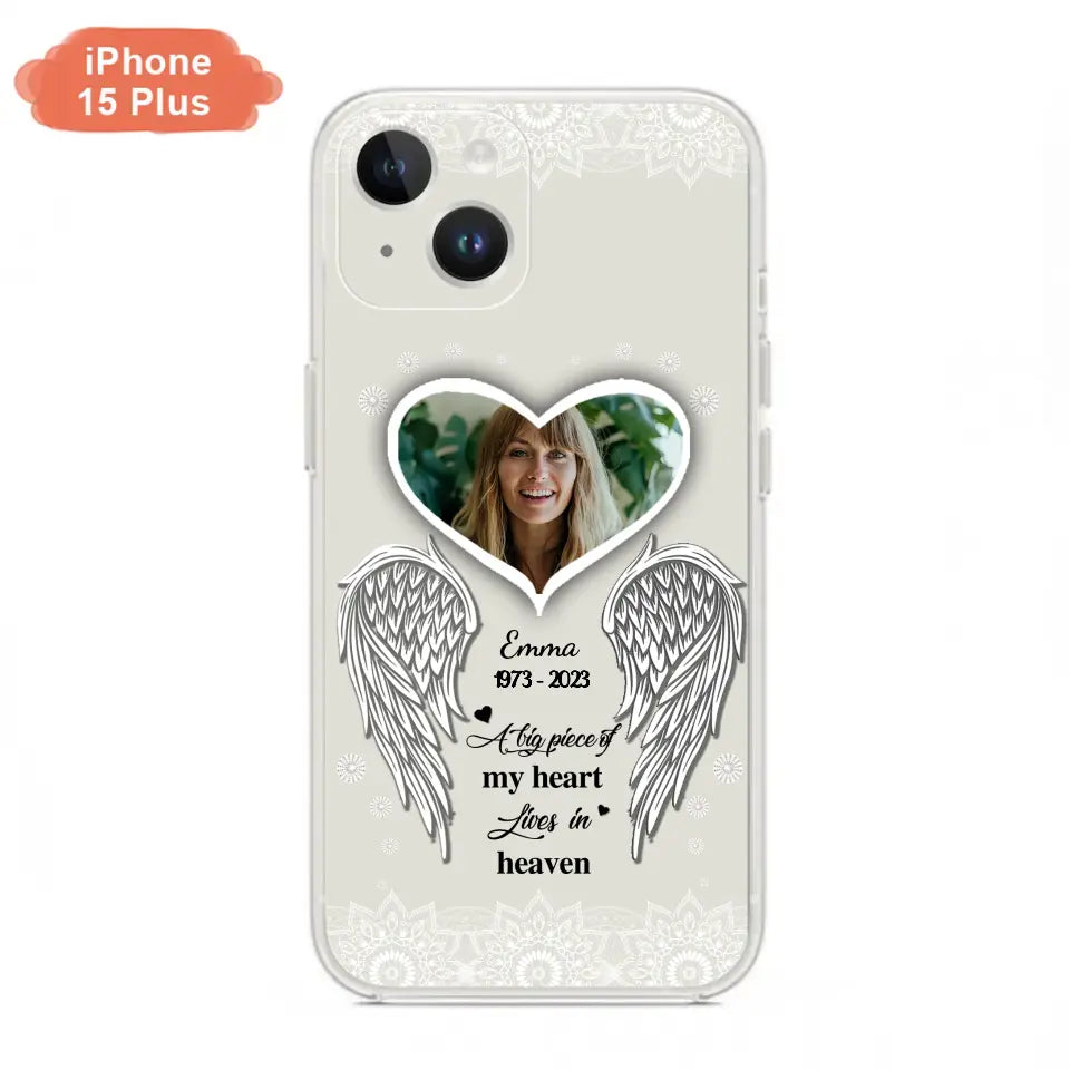 Personalized Memorial Photo Phone Case - Memorial Gift Idea For Family - A Big Piece Of My Heart Lives In Heaven - Case for iPhone/Samsung