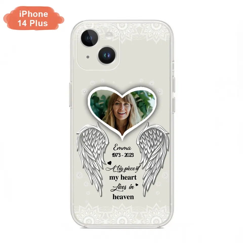 Personalized Memorial Photo Phone Case - Memorial Gift Idea For Family - A Big Piece Of My Heart Lives In Heaven - Case for iPhone/Samsung