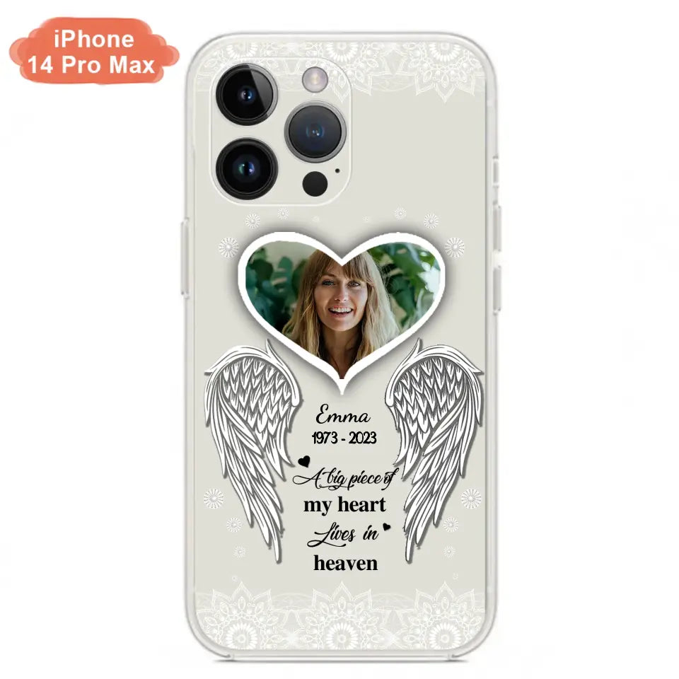Personalized Memorial Photo Phone Case - Memorial Gift Idea For Family - A Big Piece Of My Heart Lives In Heaven - Case for iPhone/Samsung