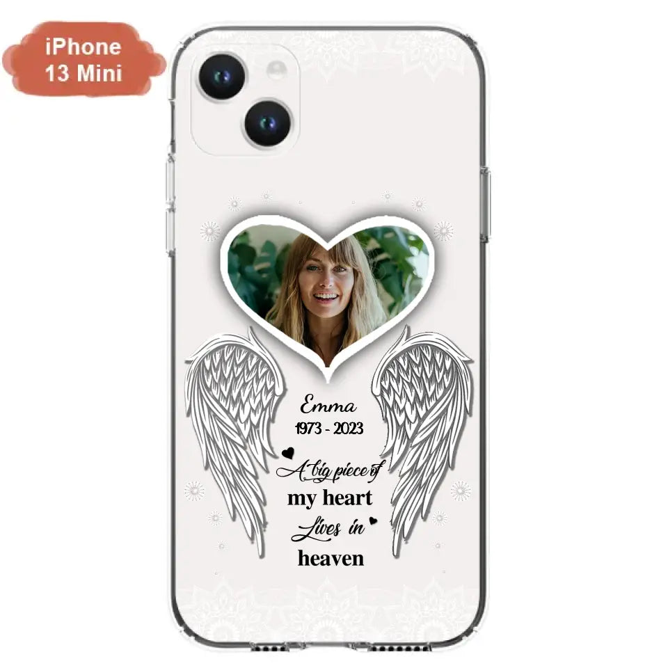 Personalized Memorial Photo Phone Case - Memorial Gift Idea For Family - A Big Piece Of My Heart Lives In Heaven - Case for iPhone/Samsung
