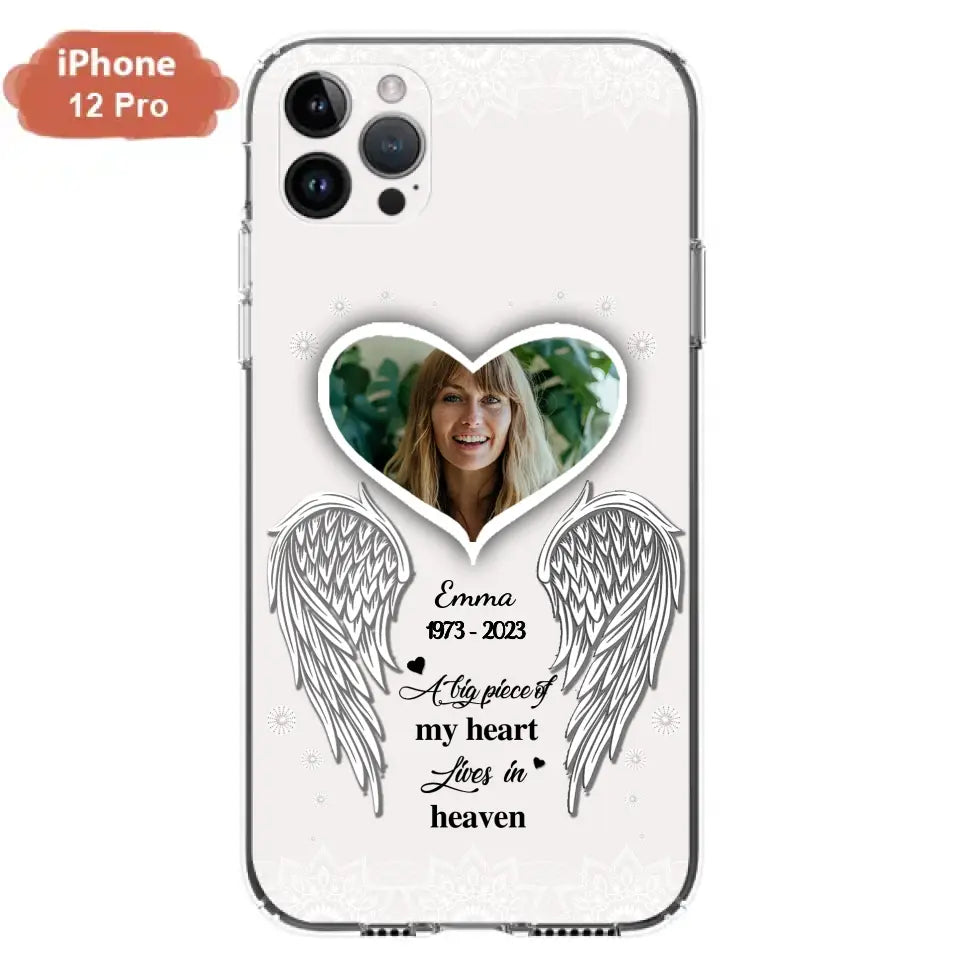 Personalized Memorial Photo Phone Case - Memorial Gift Idea For Family - A Big Piece Of My Heart Lives In Heaven - Case for iPhone/Samsung