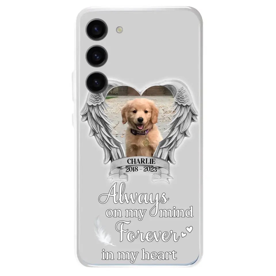 Personalized Memorial Phone Case - Upload Photo - Memorial Gift Idea For Pet Lover - Always On My Mind Forever In My Heart - Case For iPhone/Samsung