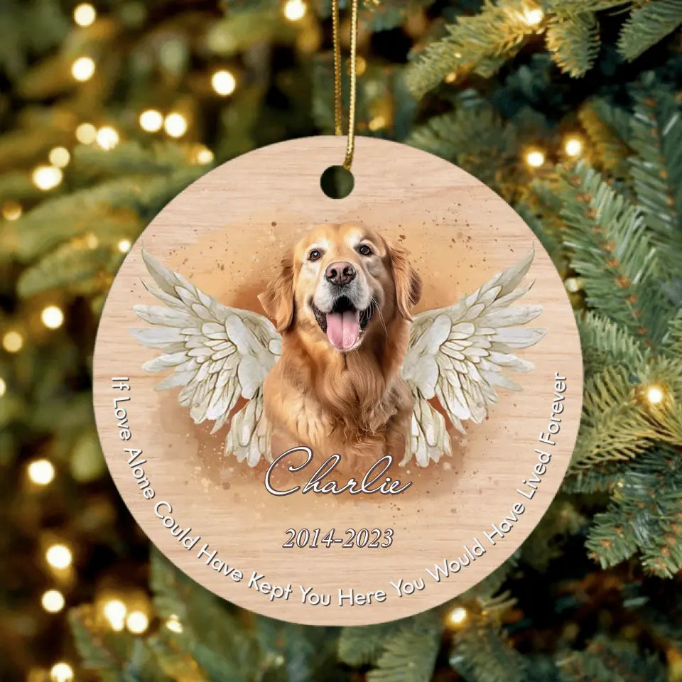 Personalized Memorial Pet Photo Ornament - Christmas/Memorial Gift Idea for Pet Owners - If Love Alone Could Have Kept You Here You Would Have Lived Forever