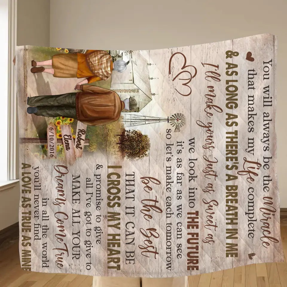 Personalized Couple Quilt & Fleece Throw Blanket - Gift Idea For Couple/Husband & Wife - You Will Always Be The Miracle