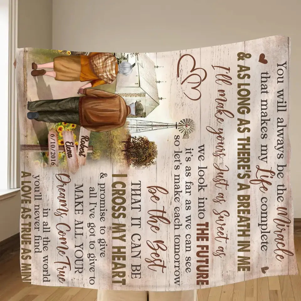 Personalized Couple Quilt & Fleece Throw Blanket - Gift Idea For Couple/Husband & Wife - You Will Always Be The Miracle