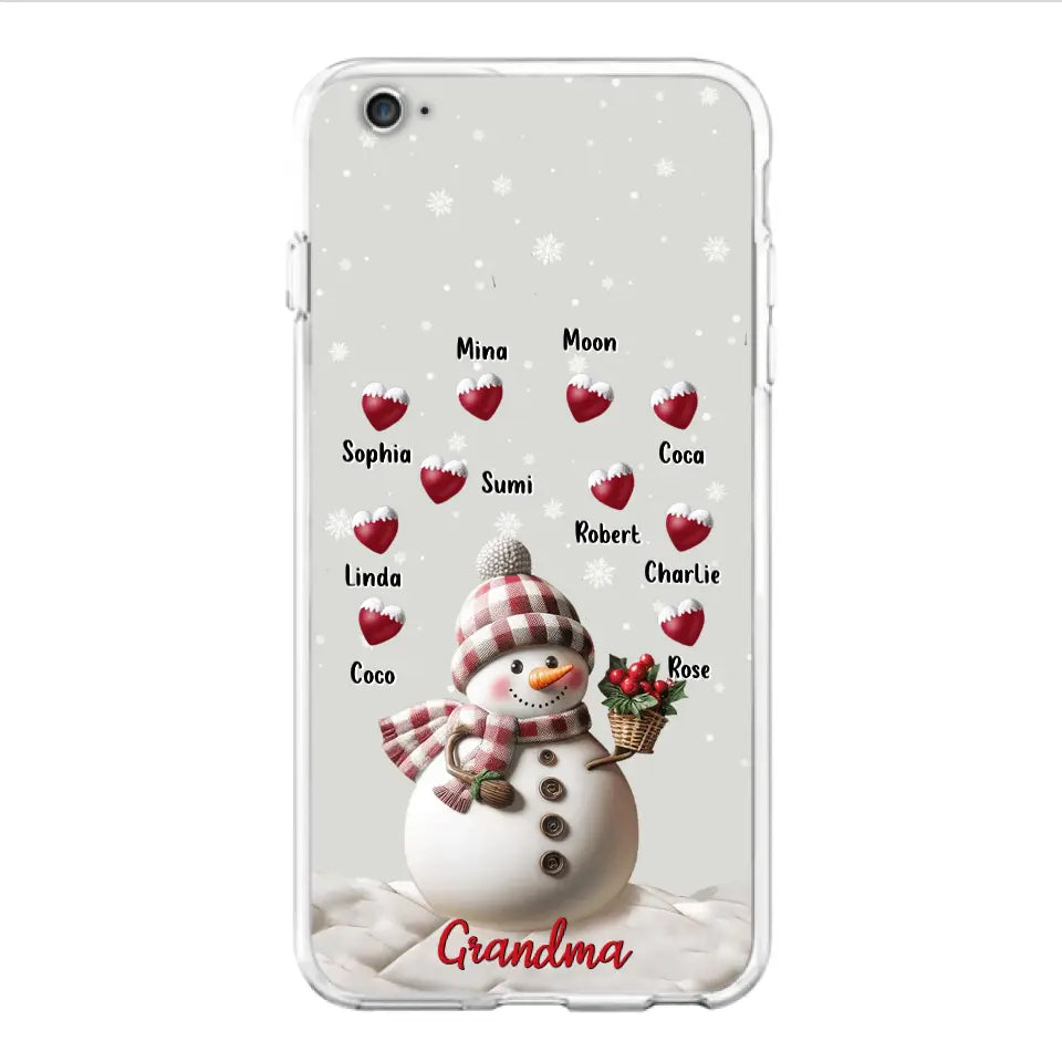 Custom Personalized Snowman Grandma Phone Case - Christmas Gift Idea For Grandma - Up to 10 Kids - Case For iPhone/Samsung