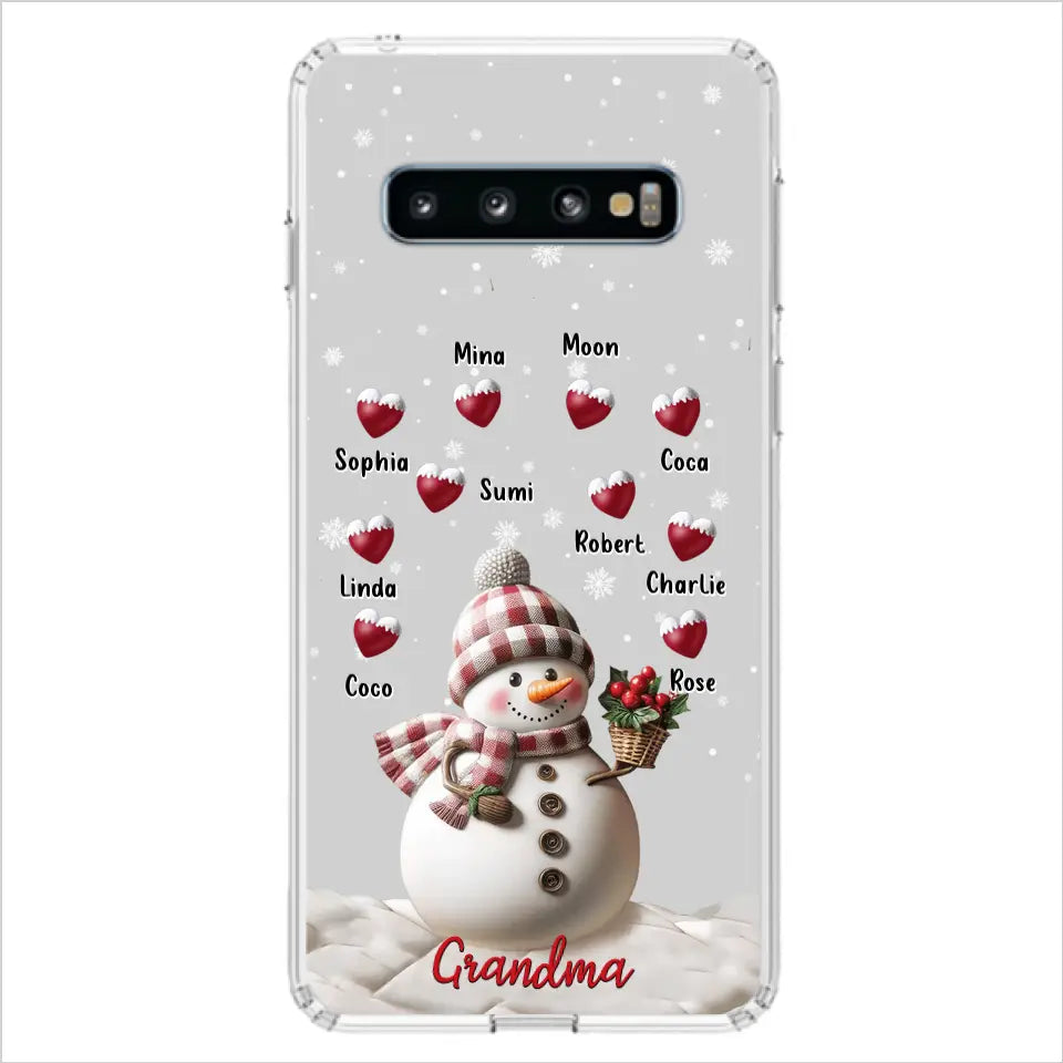 Custom Personalized Snowman Grandma Phone Case - Christmas Gift Idea For Grandma - Up to 10 Kids - Case For iPhone/Samsung