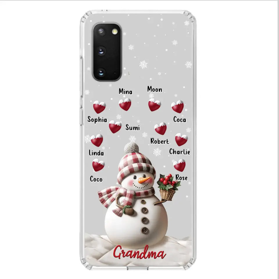 Custom Personalized Snowman Grandma Phone Case - Christmas Gift Idea For Grandma - Up to 10 Kids - Case For iPhone/Samsung
