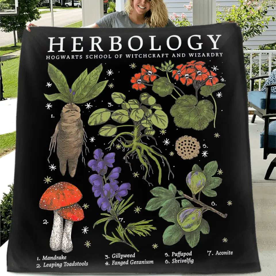 Personalized Herbology Fleece Throw Blanket & Quilt - Gift Idea For Friends/ Family Member/ Plant Lover