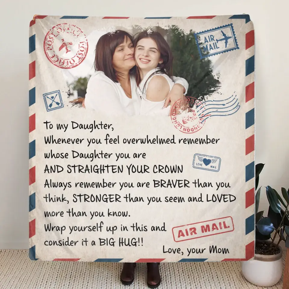 Personalized Mom & Daughter Photo Quilt/Fleece Throw Blanket - Gift Idea For Mom - Upload Photo - Whenever You Feel Overwhelmed
