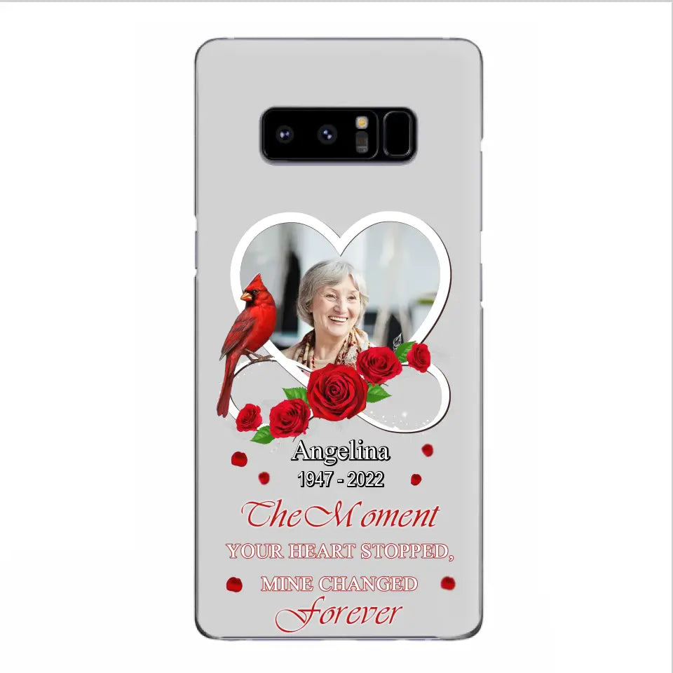 Custom Personalized Memorial Phone Case - Upload Photo - Memorial Gift Idea For Family Member - The Moment Your Heart Stopped Mine Changed Forever - Case For iPhone/Samsung