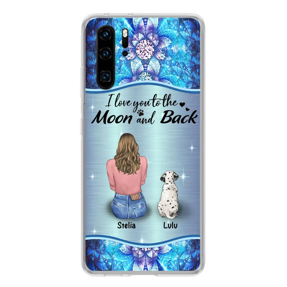 Personalized Dog Mom Phone Case - Up to 4 Dogs -Gift Idea For Dog Owners - I Love You To The Moon And Back - Case For Oppo/Xiaomi/Huawei