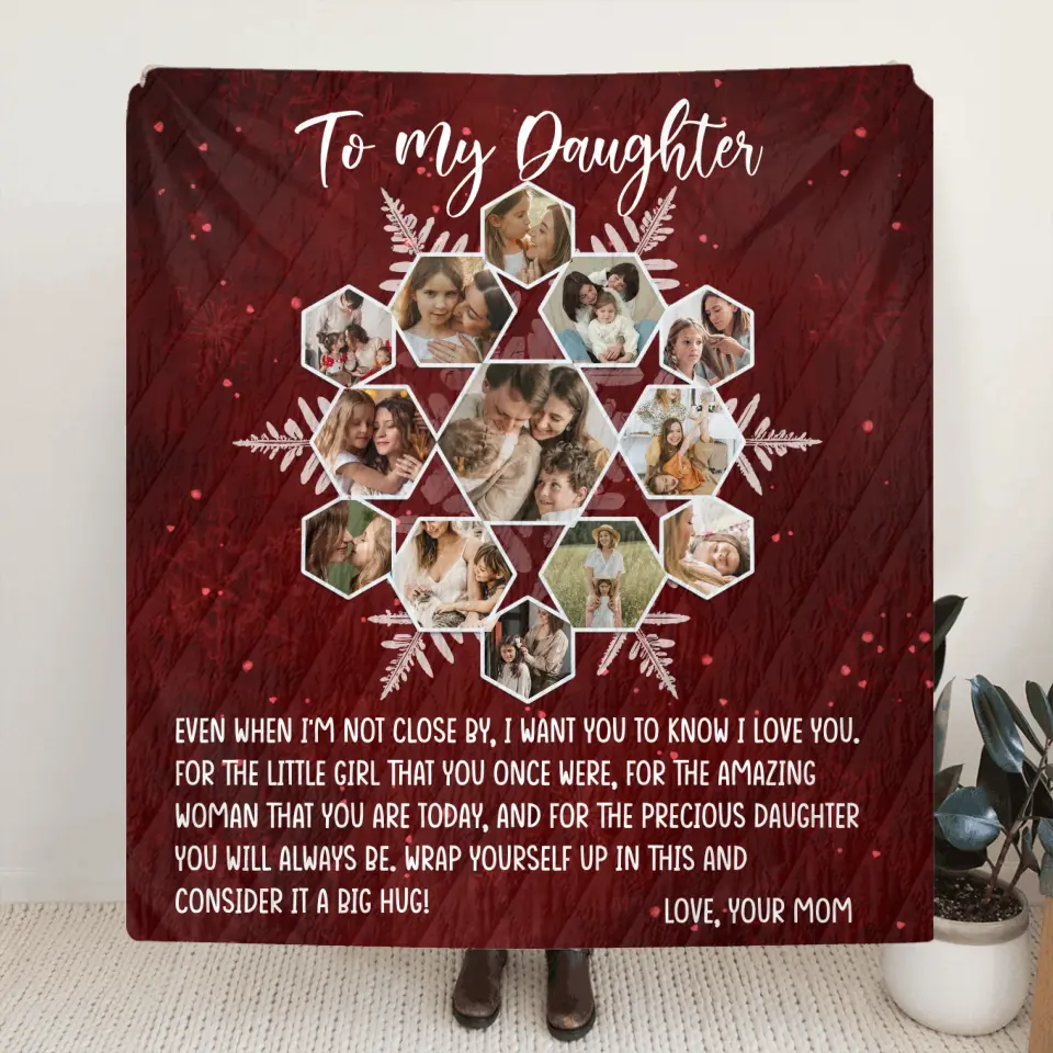 Personalized To My Daughter Photo Quilt/Fleece Throw Blanket - Gift Idea For Daughter - Upload Photo - Consider It A Big Hug