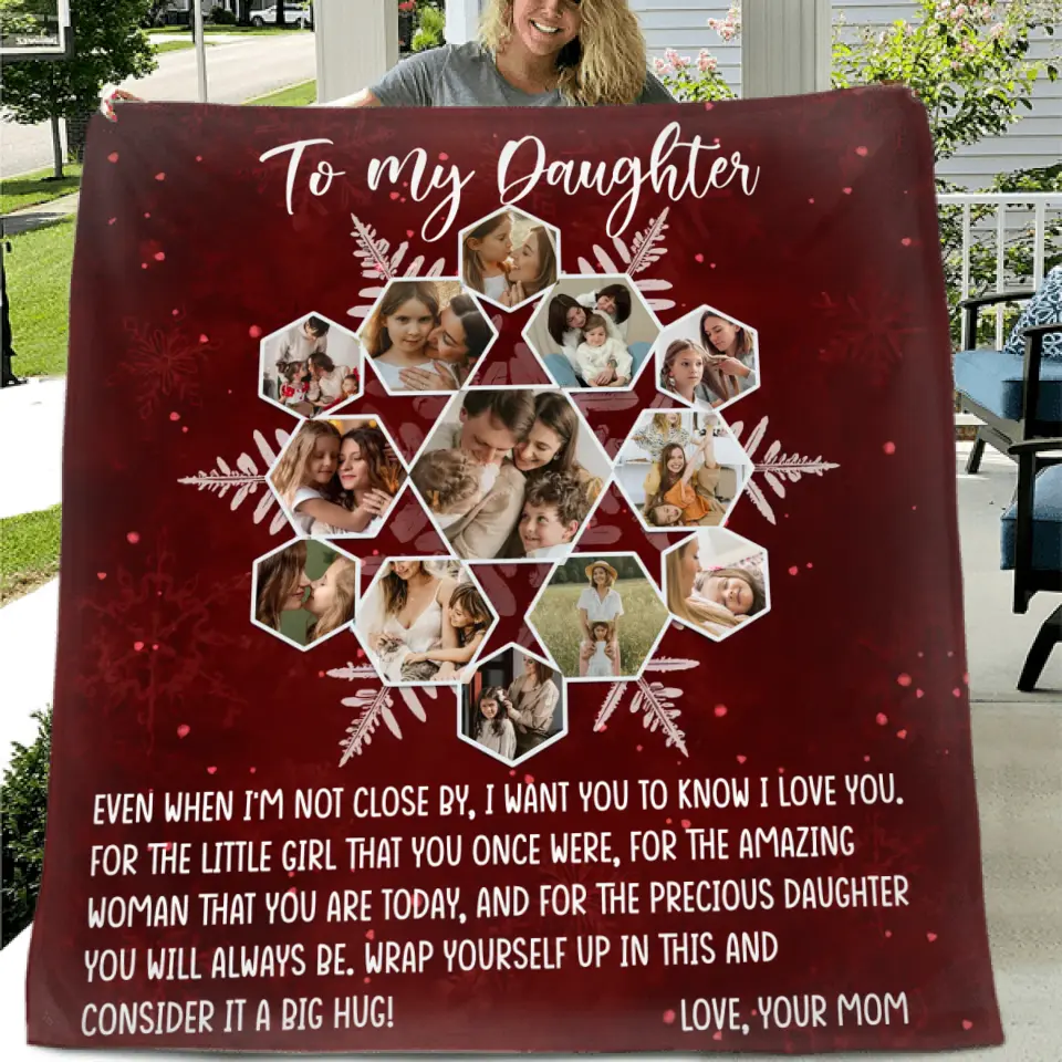 Personalized To My Daughter Photo Quilt/Fleece Throw Blanket - Gift Idea For Daughter - Upload Photo - Consider It A Big Hug