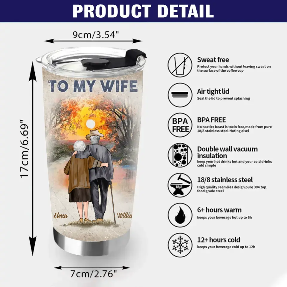 Personalized Old Couple Tumbler - Christmas Gift Idea For Couple/Husband/Wife - To My Wife