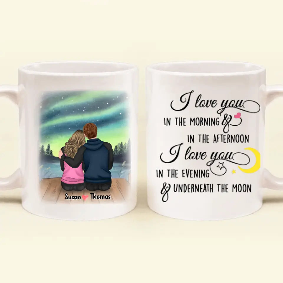 Personalized Couple Coffee Mug - Gifts for Couple Valentines Day - I Love You In The Morning And In The Afternoon - Happy Valentine's