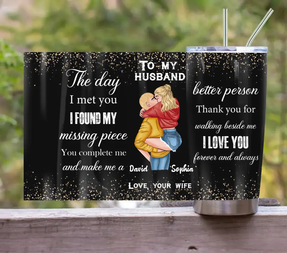 Personalized Couple Tumbler - Christmas Gift Idea For Couple/Husband/Wife - To My Husband The Day I Met You