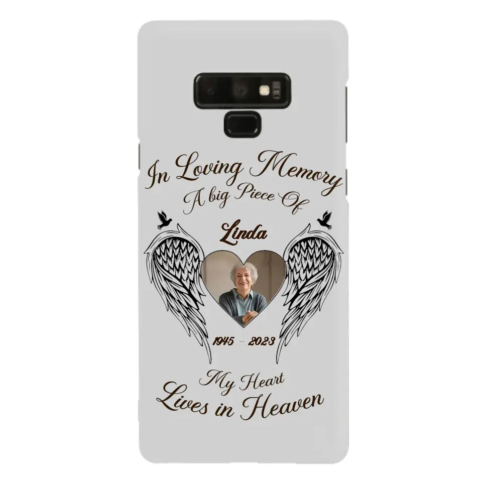 Custom Personalized Memorial Phone Case - Upload Photo - Memorial Gift Idea For Family Member/Pet Lovers - In Loving Memory A Big Piece Of My Heart Lives In Heaven