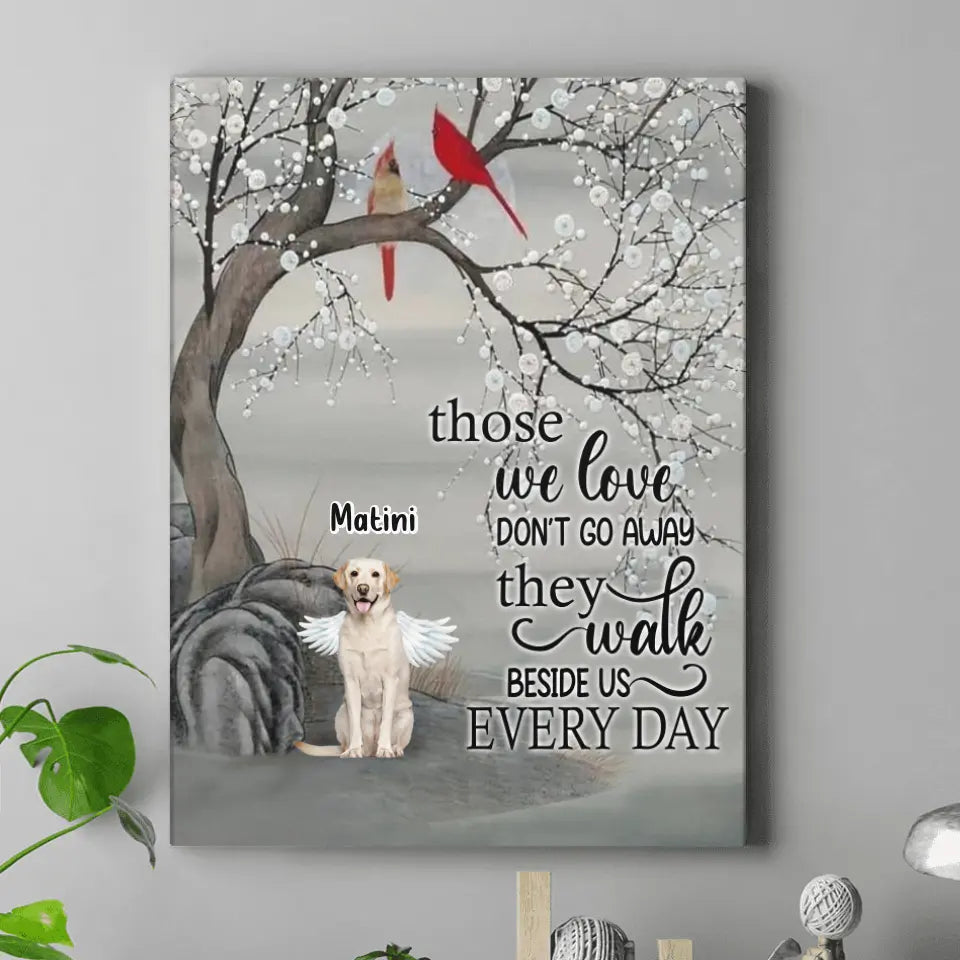 Personalized Memorial Dog Canvas - Memorial Gift For Dog Lovers With Up to 3 Dogs - Those We Love Don't Go Away They Walk Beside Us