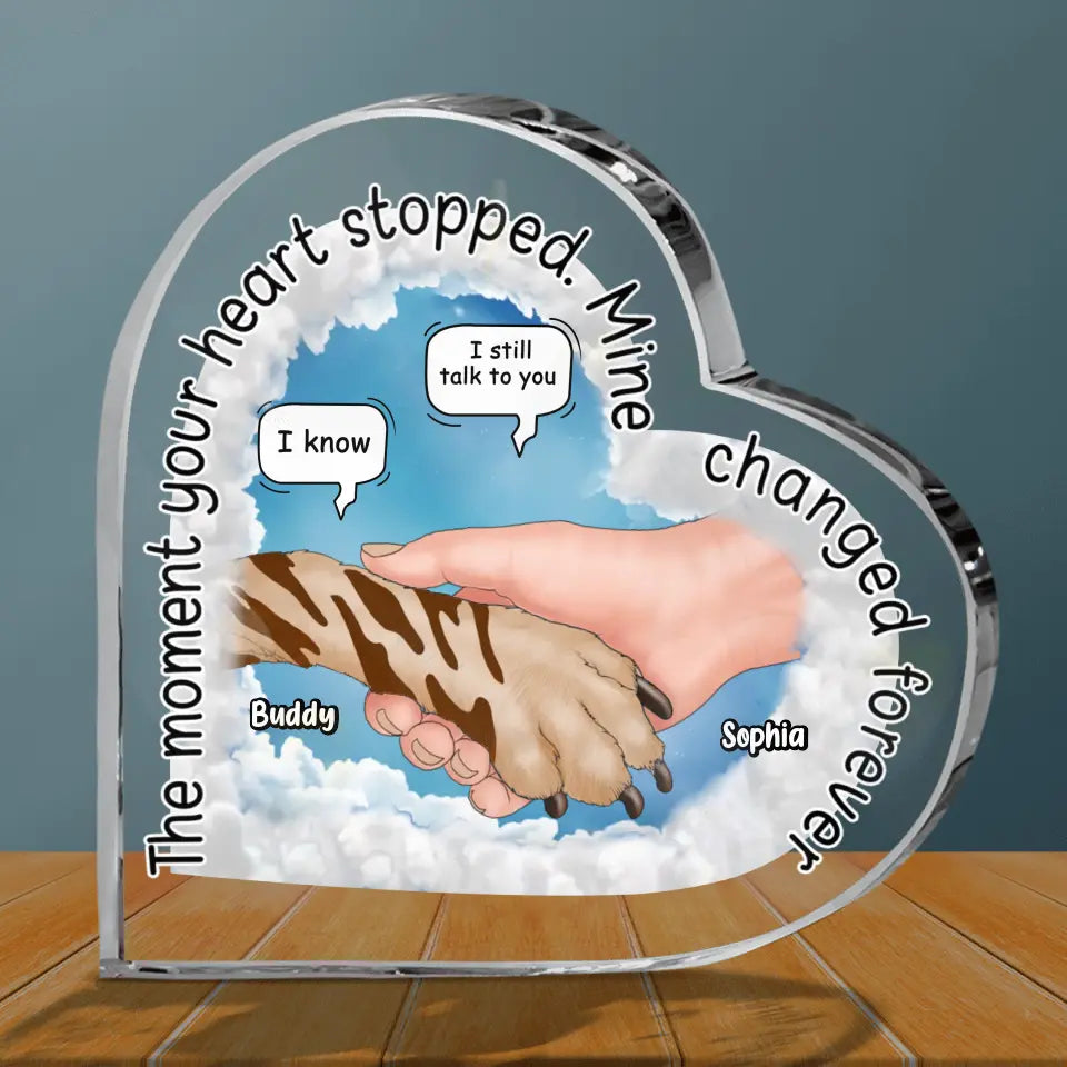 Personalized Memorial Dog Crystal Heart - Memorial Gift Idea for Dog Owners - The Moment Your Heart Stopped Mine Changed Forever