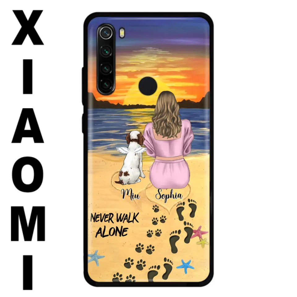Personalized Memorial Dog Mom Phone Case - Up to 3 Dogs - Memorial Gift Idea for Dog Owners - Never Walk Alone - Case for Xiaomi/Huawei/Oppo