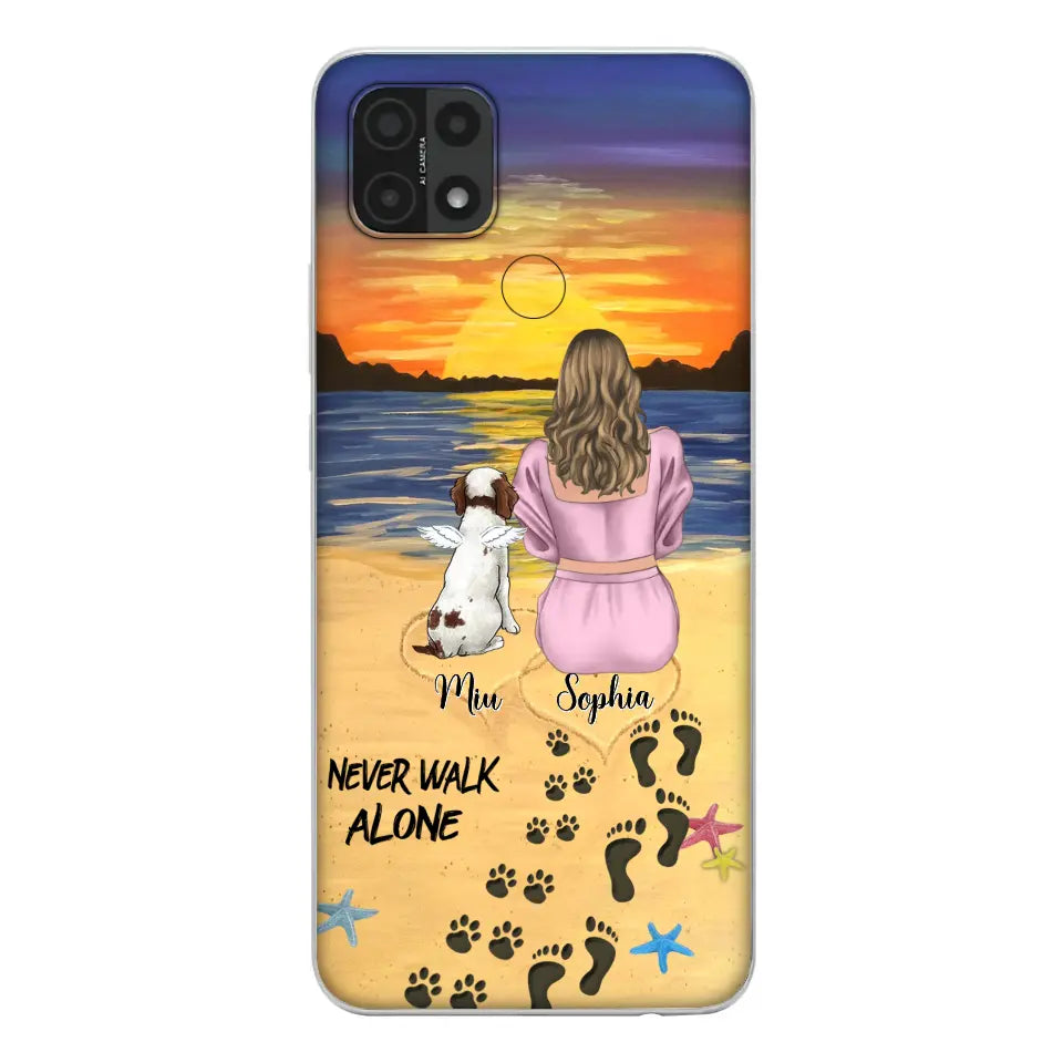 Personalized Memorial Dog Mom Phone Case - Up to 3 Dogs - Memorial Gift Idea for Dog Owners - Never Walk Alone - Case for Xiaomi/Huawei/Oppo
