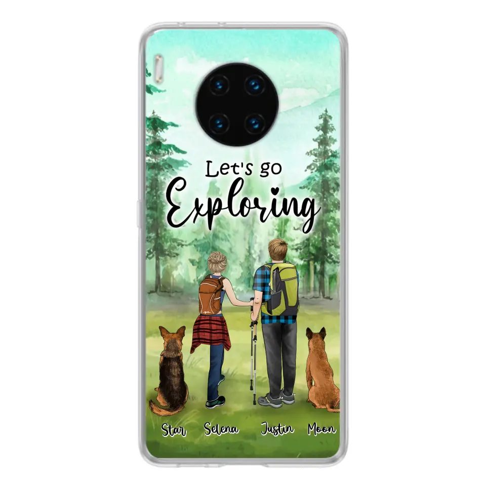 Personalized Trekking Woods Couple With Dogs Phone Case - Couple With Up to 2 Pets - Case For Xiaomi, Huawei and Oppo - 6CIAJ9