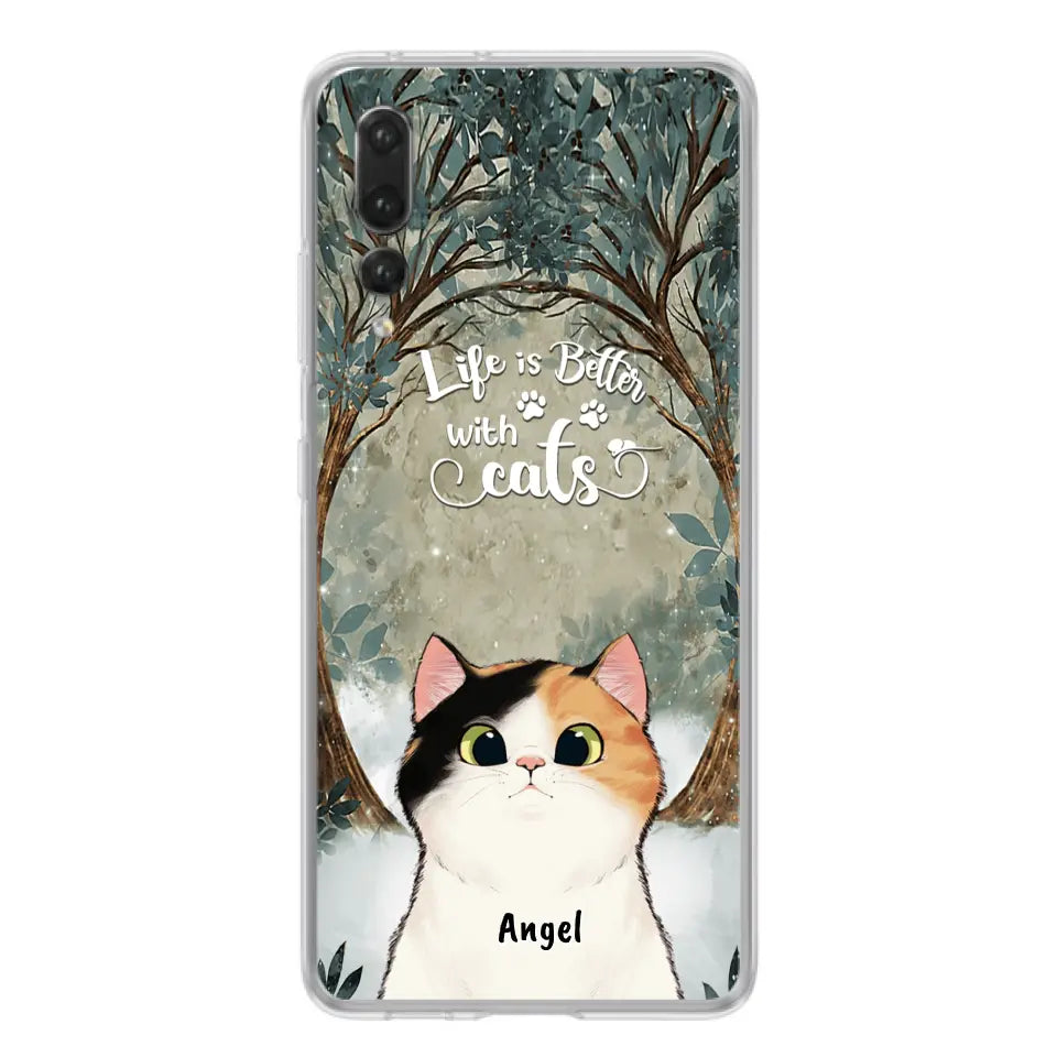Personalized Cat Phone Case - Up to 6 Cats - Best Gift For Cat Lover - Life Is Better With Cats - Phone Case For  Xiaomi, Oppo And Huawei
